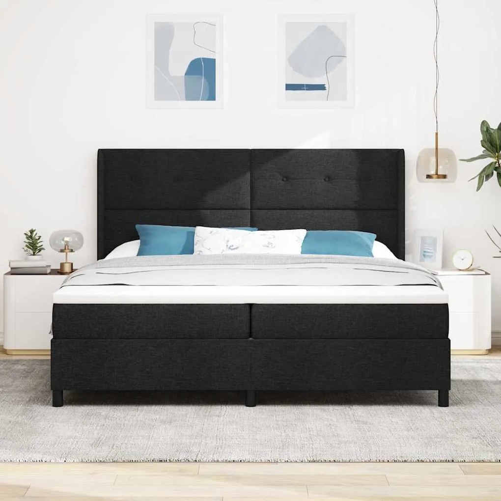 vidaXL Κρεβάτι με ελατήρια με στρώμα Μαύρο 200 x 200 cm ύφασμα