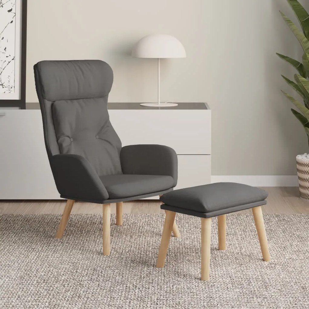vidaXL Πολυθρόνα Relax Σκούρο Γκρι Υφασμάτινη με Υποπόδιο