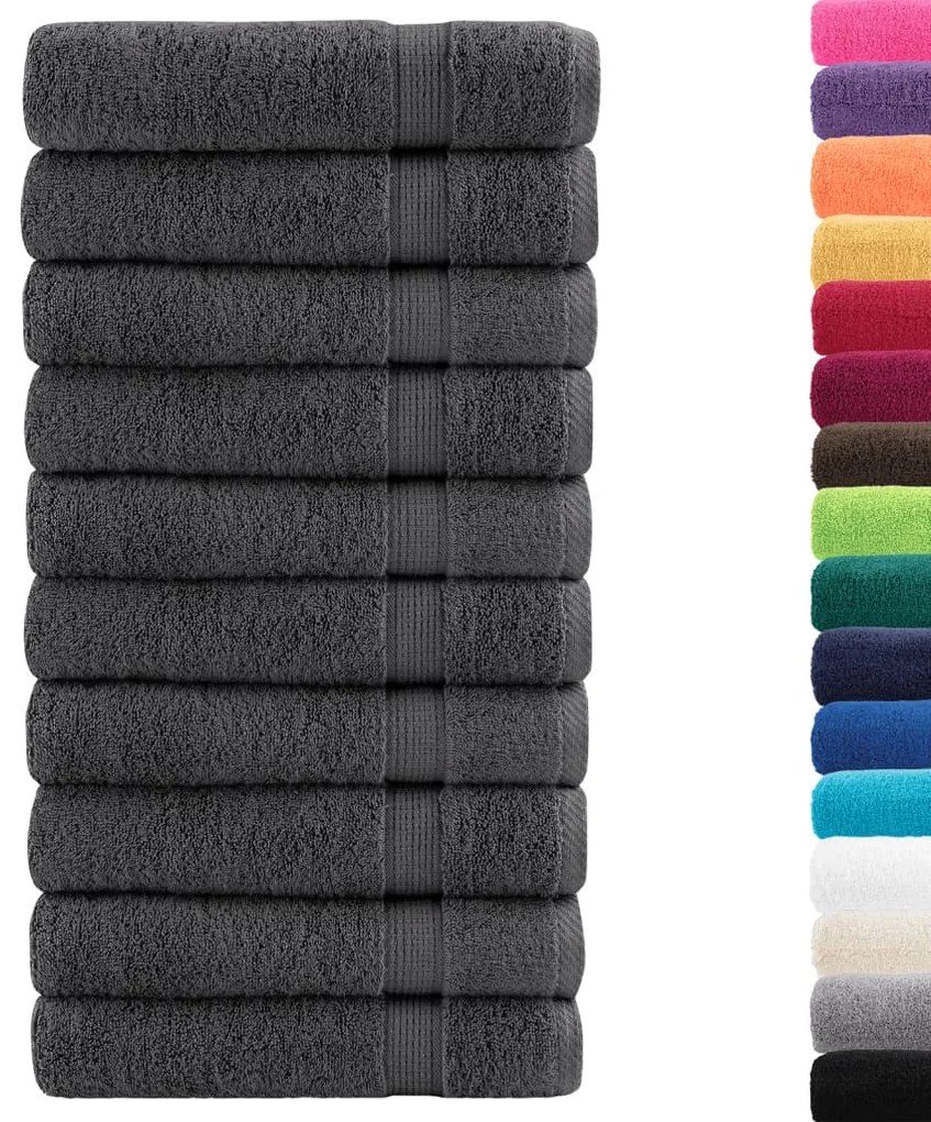 vidaXL Πετσέτες Μπάνιου Premium SOLUND 10 τεμ. Ανθρακί 70x140 εκ. 600 γρ./μ²