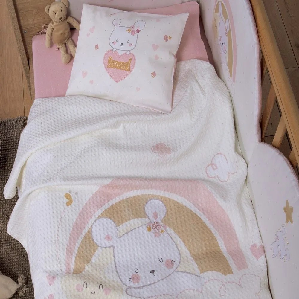 Κουβέρτα Βρεφική Πικέ Welcome Little One Ecru Nef-Nef Cradle 110x150cm 100% Βαμβάκι