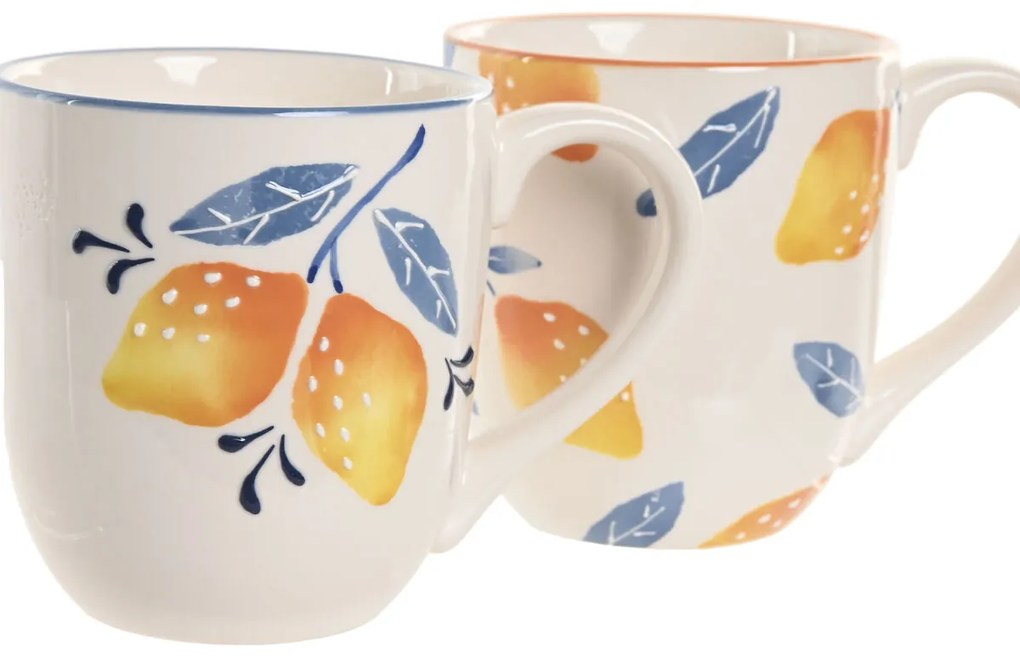 Κούπα Φλιτζάνι Home ESPRIT Κίτρινο Μπλε Λευκό Πορτοκαλί Λεμονί Μεσογείακός Με ανακούφιση 360 ml (4 Μονάδες)