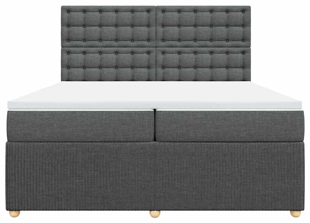 vidaXL Κρεβάτι Boxspring με Στρώμα Σκούρο Γκρι 200x200 εκ. Υφασμάτινο