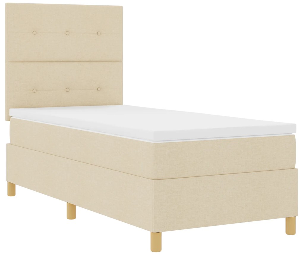 vidaXL Κρεβάτι Box Spring με Στρώμα & LED Κρεμ 90x200 εκ. Υφάσματος