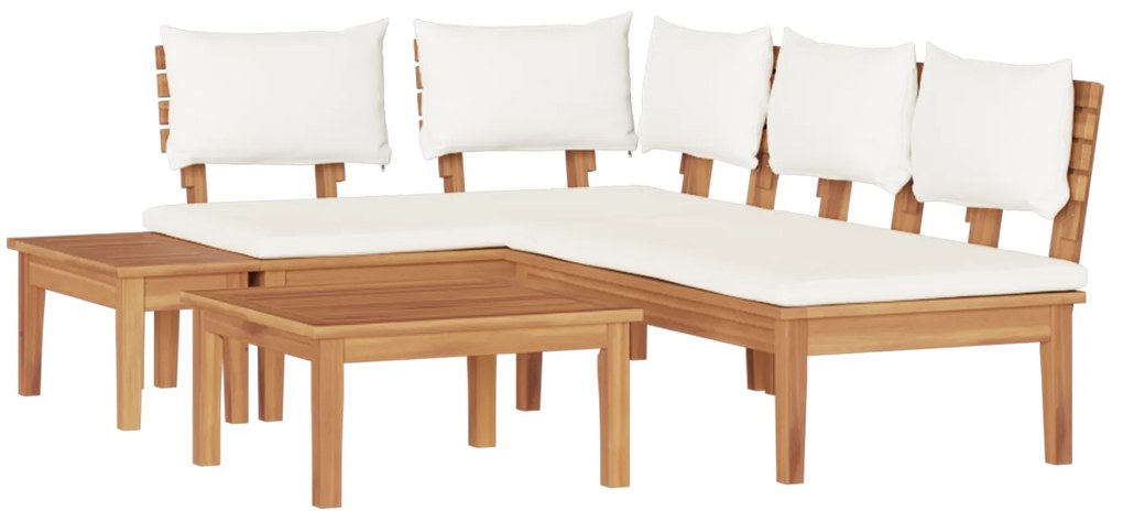 vidaXL Σετ Παγκάκι Κήπου 4 pcs Καφέ και Κρέμα 2 θέσεων Μέγεθος: Μεσαίο