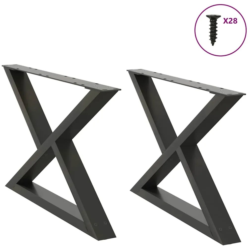 Πόδια Τραπεζιού Σαλονιού 2 τεμ. Ανθρακί 70x(42-43,3) εκ. Ατσάλι