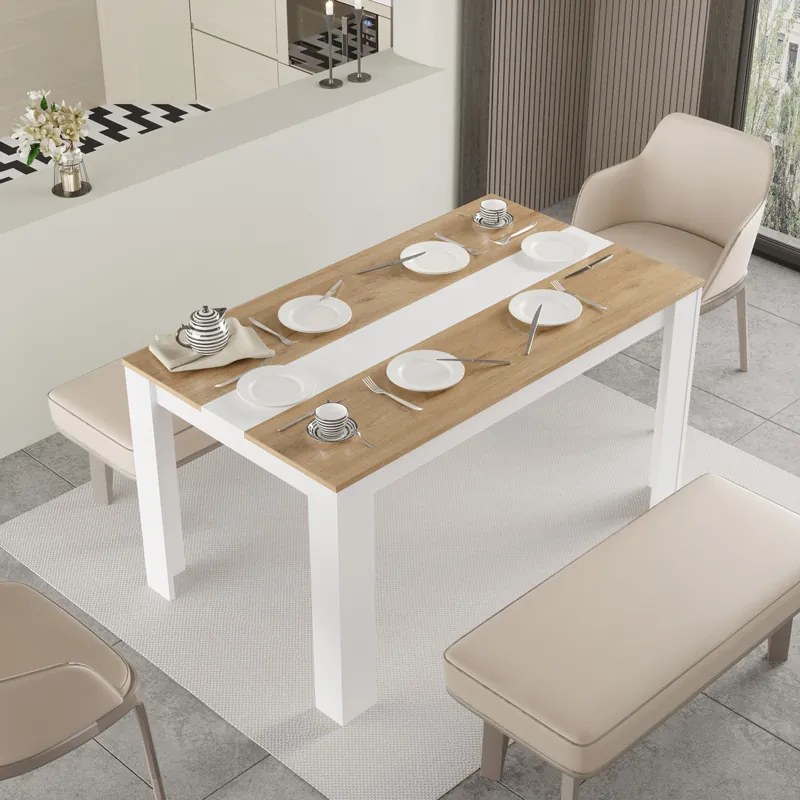 Τραπέζι Sepen pakoworld σε φυσική-λευκή απόχρωση 140x80x74εκ - 176-000194