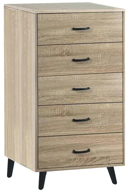 Συρταριέρα Adrenile mdf σε φυσική απόχρωση και μαύρο μεταλλικό πόδι 80x40x114εκ 80x40x114 εκ.