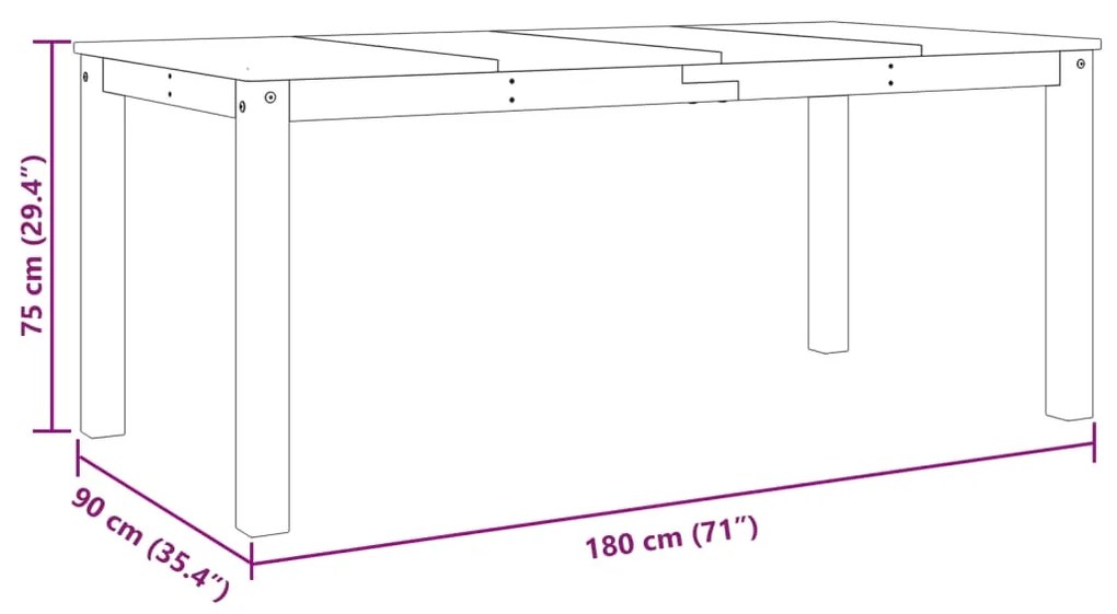 ΤΡΑΠΕΖΑΡΙΑ PANAMA ΛΕΥΚΟ 180 X 90 X 75 ΕΚ. ΑΠΟ ΜΑΣΙΦ ΞΥΛΟ ΠΕΥΚΟΥ 4005710