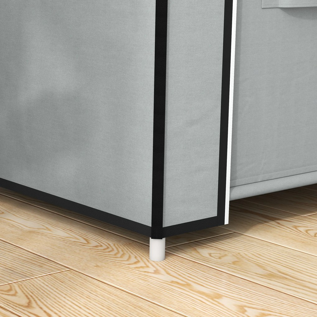 HOMCOM Ντουλάπα υφασμάτινη 1 ράβδος ρούχων, 2 συρτάρια, 83 x 42,5 x 162,5 cm, Γκρι