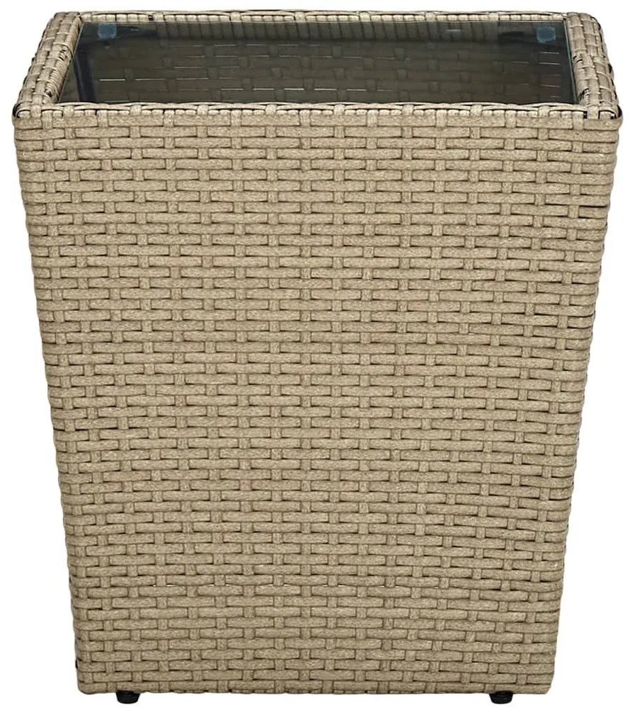 vidaXL Τραπέζι Βοηθητικό Μπεζ 41,5x41,5x44 εκ. Συνθ.Ρατάν/Ψημένο Γυαλί