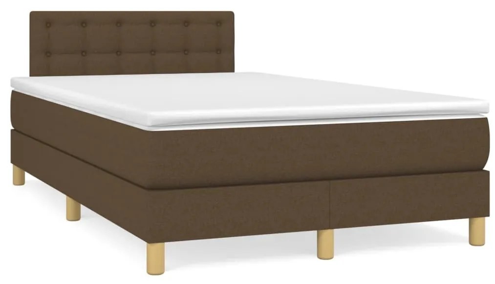 Κρεβάτι Boxspring με Στρώμα Σκούρο Καφέ 120x200 εκ. Υφασμάτινο - Καφέ