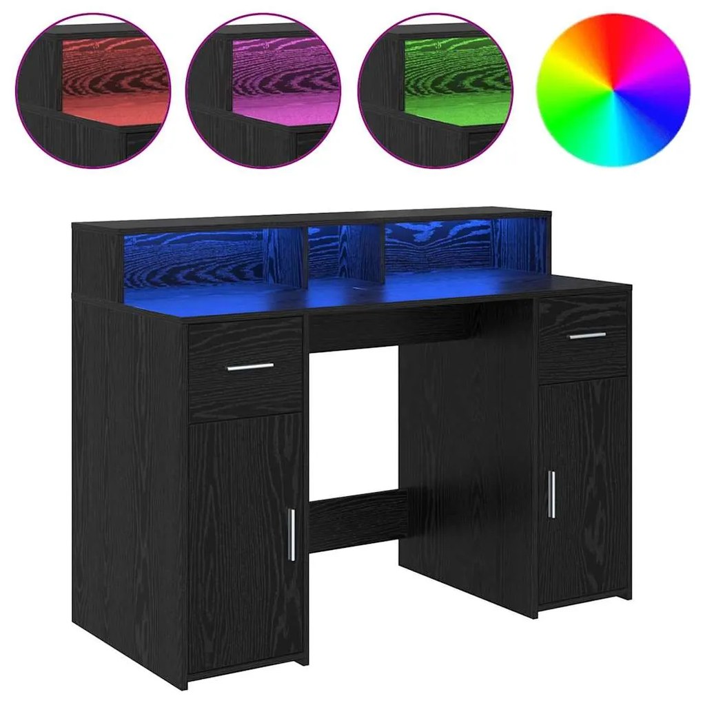 vidaXL Γραφείο με ράφι Μαύρη δρυς 120 x 55 x 91 εκ. Επεξεργασμένο ξύλο