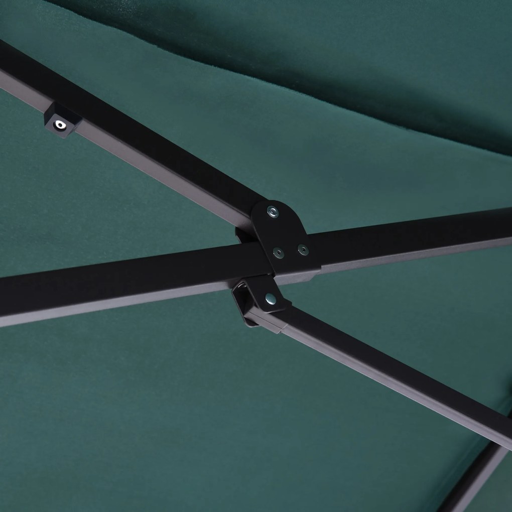 Outsunny Ομπρέλα Κήπου Ομπρέλα Αγοράς Διπλή Ομπρέλα Βεράντας με Μανιβέλα Σκούρο Πράσινο Οβάλ 460 x 270 x 240 cm