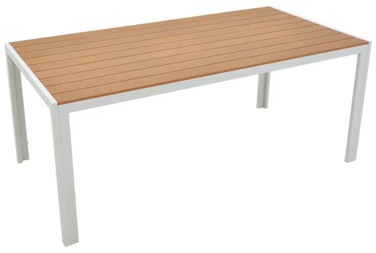 Τραπέζι Nares αλουμίνιο λευκό-plywood φυσικό 180x90x72.5εκ