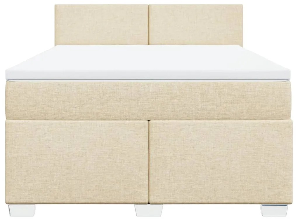 vidaXL Κρεβάτι Boxspring με Στρώμα Κρεμ 160x200 εκ. Υφασμάτινο