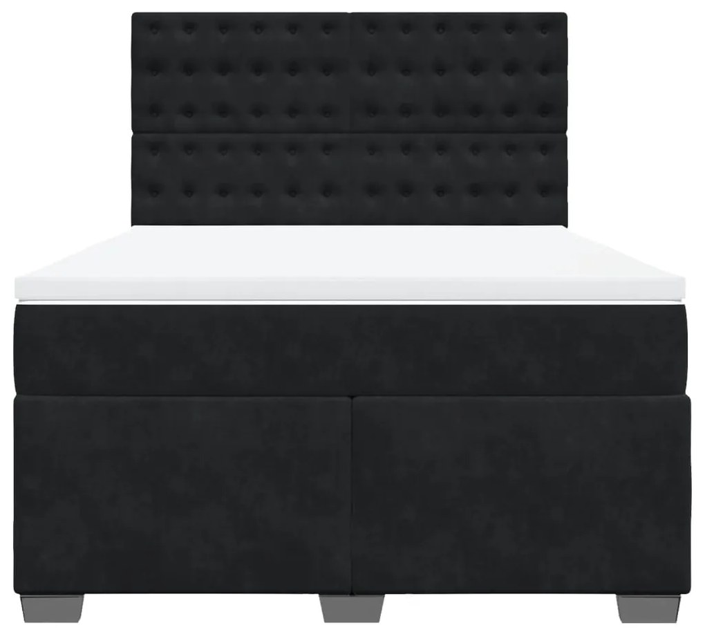 vidaXL Κρεβάτι Boxspring με Στρώμα Μαύρο 140x200 εκ. Βελούδινο