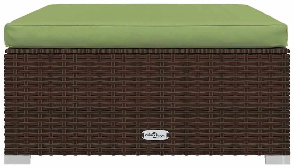 vidaXL Υποπόδιο Κήπου Καφέ 70x70x30 εκ. Συνθετικό Ρατάν με Μαξιλάρι