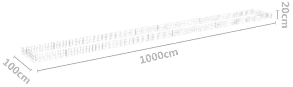 vidaXL Συρματοκιβώτιο-Γλάστρα Υπερυψωμένη 1000x100x20 εκ Γαλβ. Χάλυβας