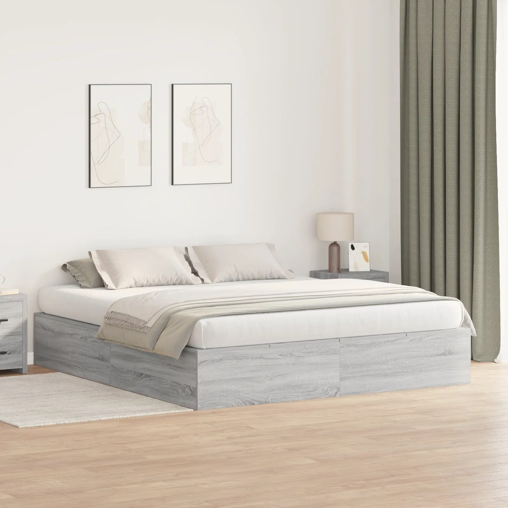 vidaXL κρεβάτι αποθήκευσης Γκρι Sonoma 200x200 εκ