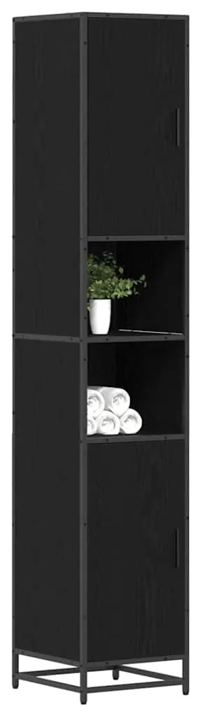 vidaXL Ντουλάπι Μπάνιου με ράφι Μαύρη δρυς 35 x 37.5 x 188.5 εκατοστά