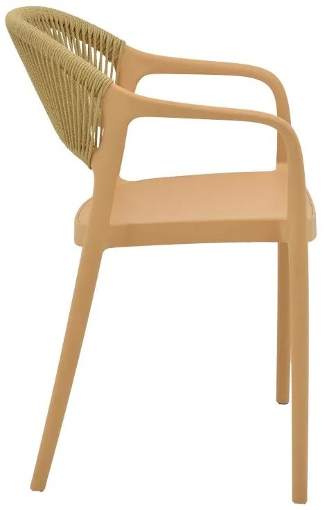 Καρέκλα - Πολυθρόνα Ankara στοιβαζόμενη pp cappuccino - μπεζ rattan 57x48x80 εκ. 57x48x80 εκ.