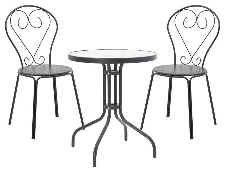 Σετ Κήπου Τραπεζαρία Watson-Chari 3 τεμ Μεταλλικό Μαύρο 60x60x70 εκ.