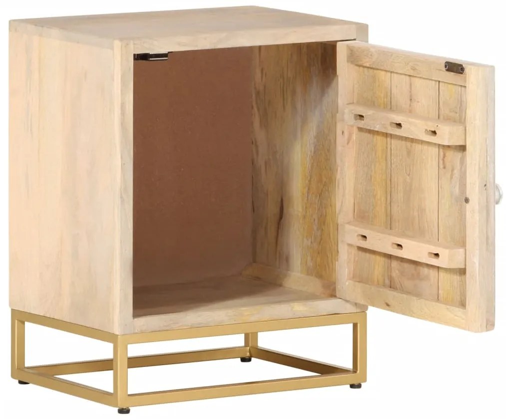 vidaXL Κομοδίνο 40 x 30 x 50 εκ. από Μασίφ Ξύλο Μάνγκο και Σίδηρο