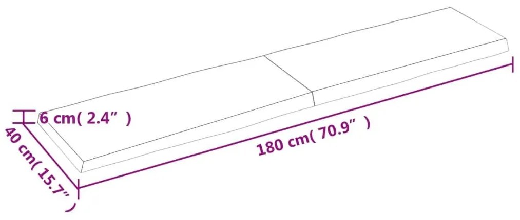 Επιφ Τραπεζιού Αν Καφέ 180x40x(2-6)εκ.Ακατέργ. Μασίφ Ξύλο Δρυός - Καφέ