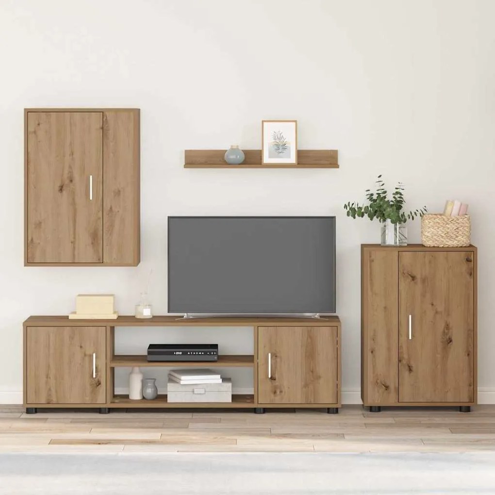 vidaXL Σετ 4 τεμαχίων για ντουλάπα τηλεόρασης 4 pcs artisan δρυς