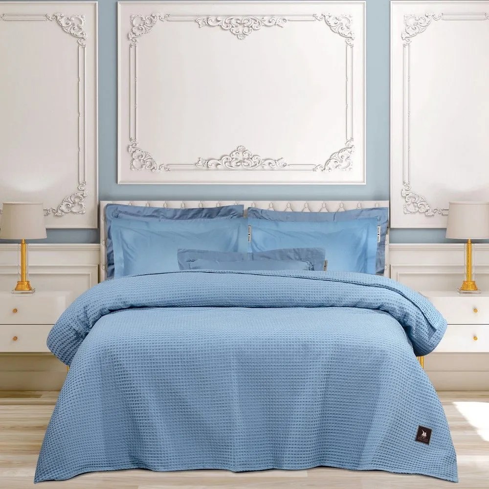 Κουβέρτα 3457 Πικέ Blue Raf Greenwich Polo Club Υπέρδιπλo 220x240cm 100% Cotton