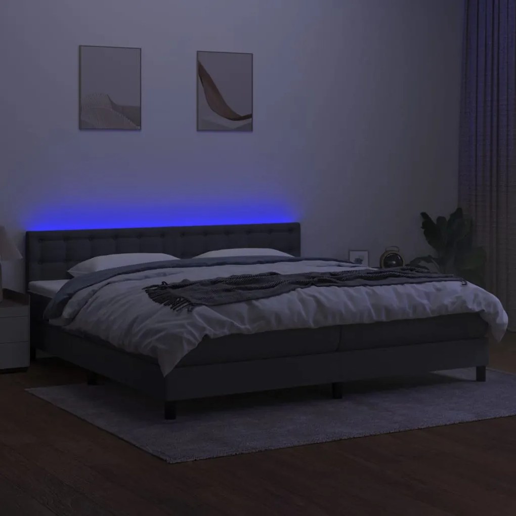 ΚΡΕΒΑΤΙ BOXSPRING ΜΕ ΣΤΡΩΜΑ &amp; LED ΣΚ.ΓΚΡΙ 200X200ΕΚ. ΥΦΑΣΜΑΤΙΝΟ 3133502