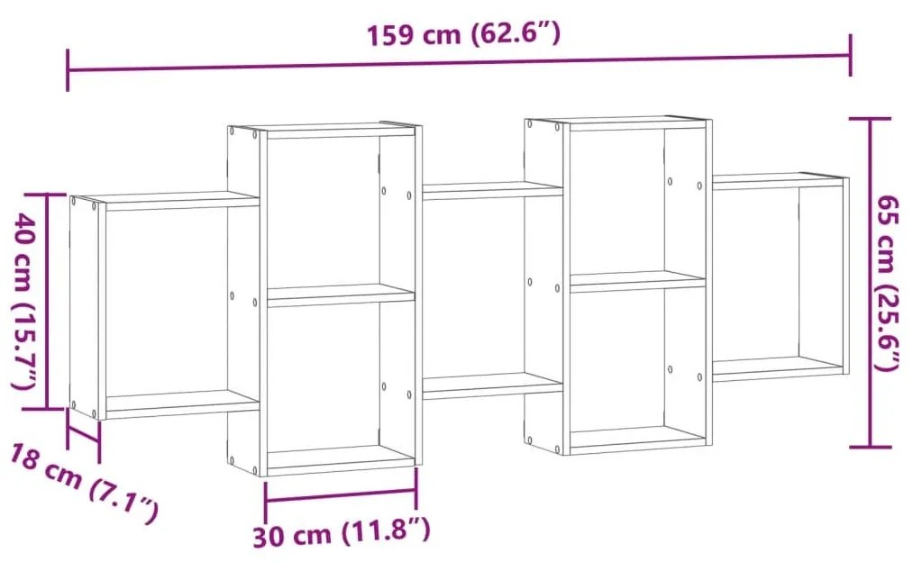 Ραφιέρα Τοίχου Λευκό 159x18x65 εκ. από Επεξεργασμένο Ξύλο - Λευκό