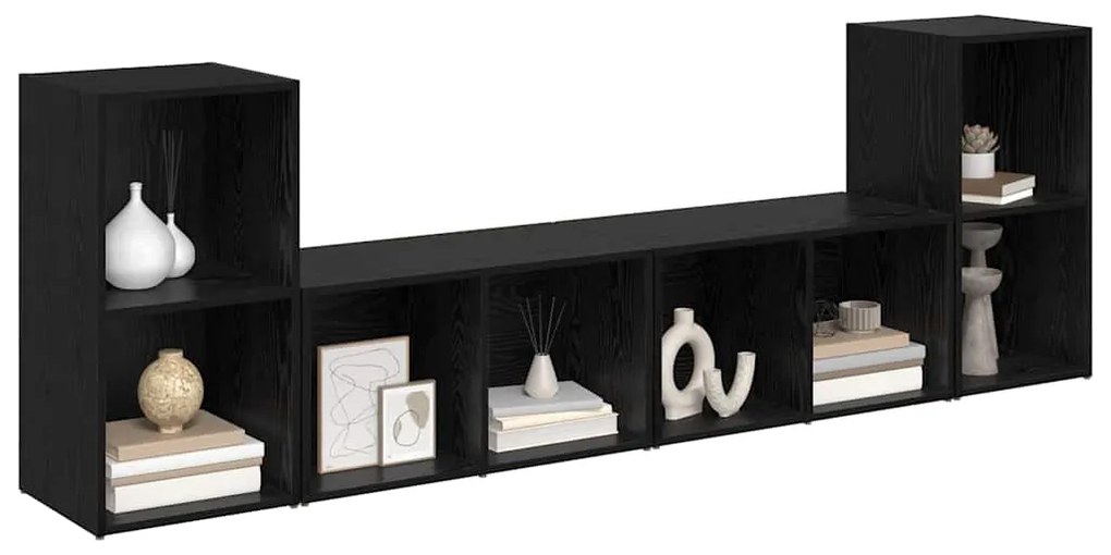 vidaXL Σετ επίπλου τηλεόρασης 4 pcs Μαύρη Οξυά 37 x 37 x 72 εκ