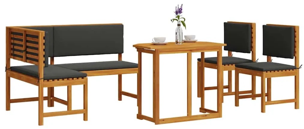 vidaXL Σετ Παγκάκι Κήπου 4 pcs Καφέ Στερεό Ξύλο Ακακίας