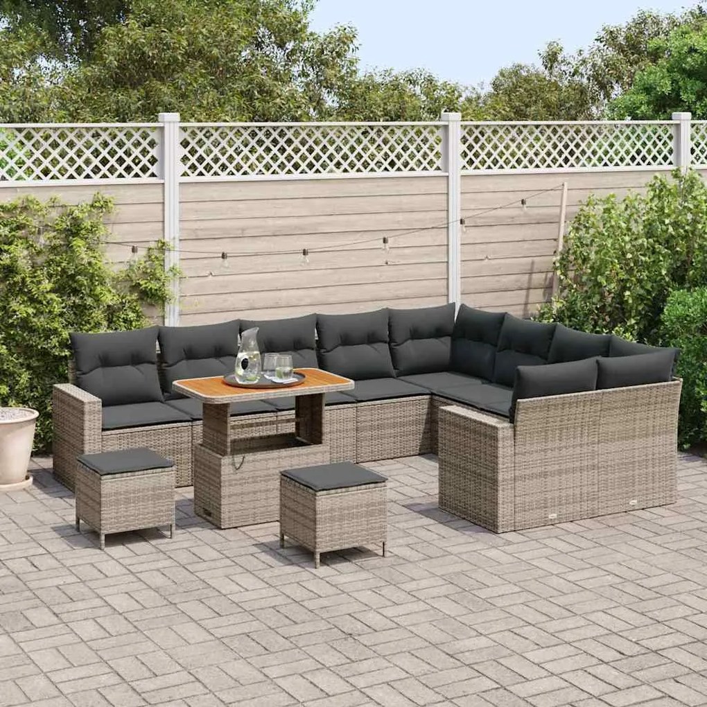 vidaXL Σετ Καναπέ Κήπου 12 pcs Γκρι συνθετικό ρατάν