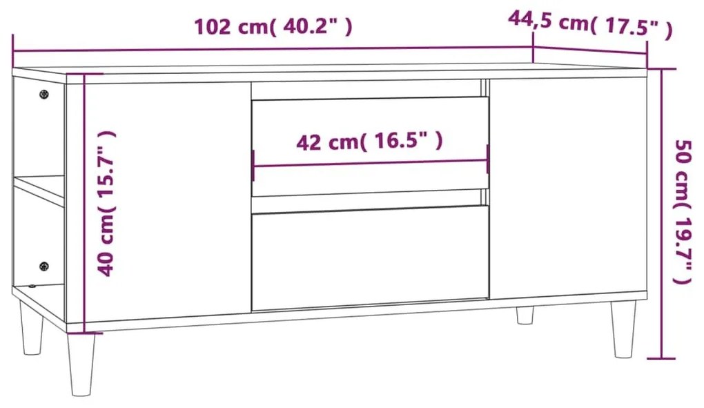 Έπιπλο Τηλεόρασης Γκρι Σκυροδέματος 102x44,5x50 εκ. Επεξ. Ξύλο - Γκρι