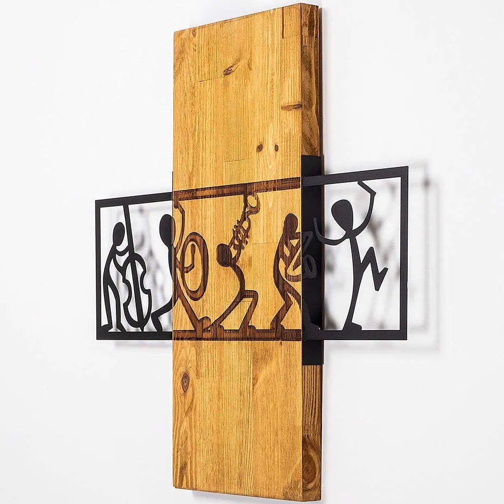 Διακοσμητικό Τοίχου 899SKL2283 58x61cm Walnut-Black Wallity Μέταλλο,Ξύλο