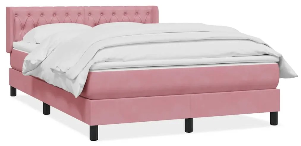 vidaXL Κρεβάτι Boxspring με Στρώμα Ροζ 160x210 εκ. Βελούδινο