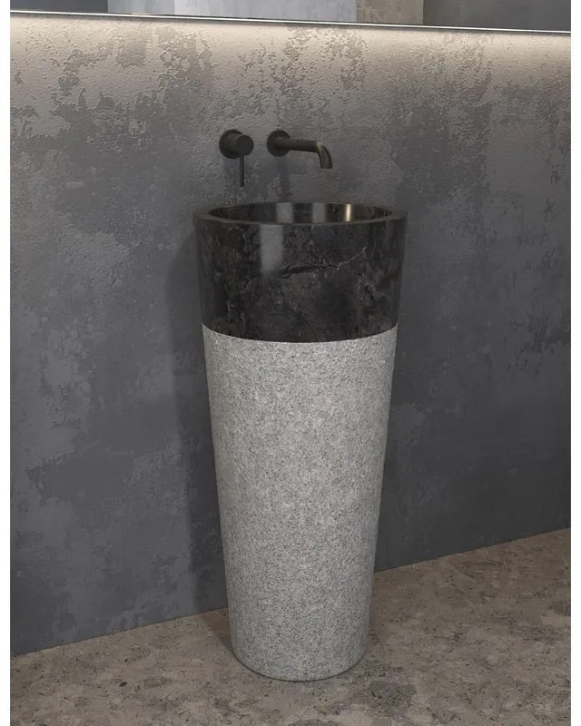 KARAG  BORA Νιπτήρας επιδαπέδιος πέτρινος BORA Nero KARAG Ø40x90cm KARAG-5206836065021