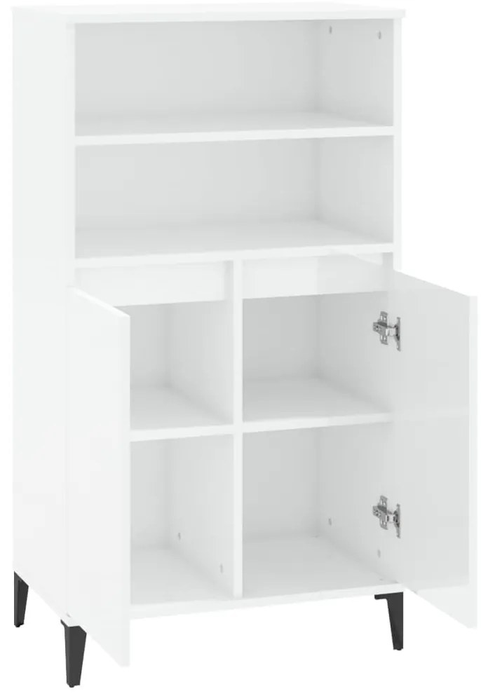 vidaXL Ντουλάπι Γυαλ. Λευκό 60 x 36 x 110 εκ. από Επεξεργασμένο Ξύλο