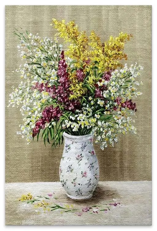 Πίνακας σε καμβά "Flowers in Vase" Megapap ψηφιακής εκτύπωσης 60x90x3εκ.