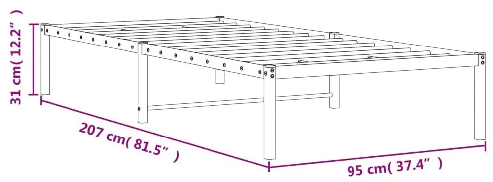 Μεταλλικό πλαίσιο κρεβατιού Μαύρο 90x200 cm - Μαύρο