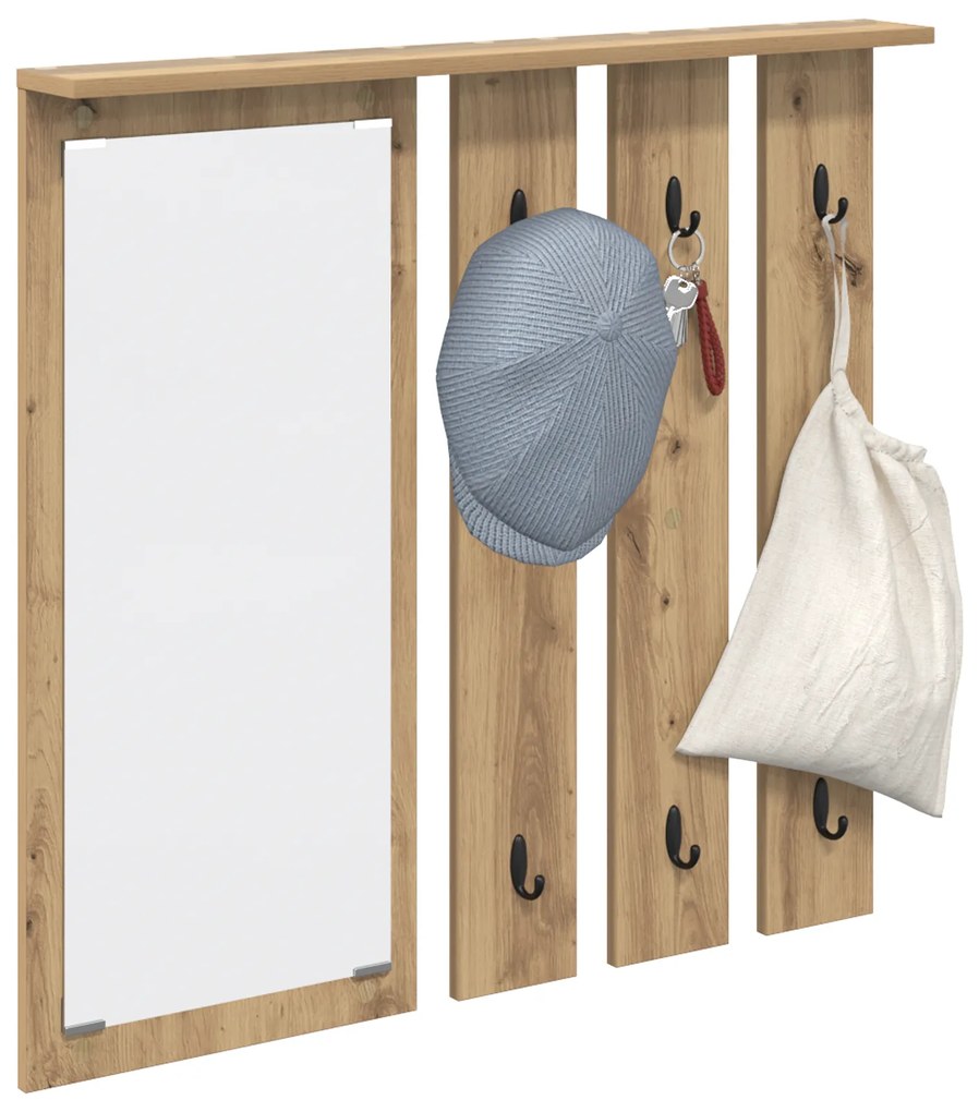 vidaXL Τοίχου Κρεμάστρα με ράφι artisan δρυς 84 x 10 x 80 εκ.