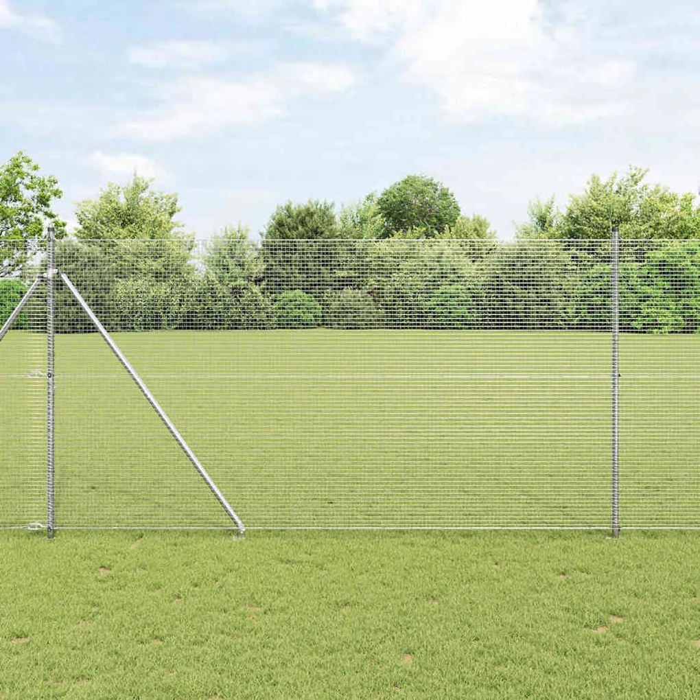 vidaXL Φράχτης με Στήλες. Ασημί 1.5 x 10 m Ατσάλι