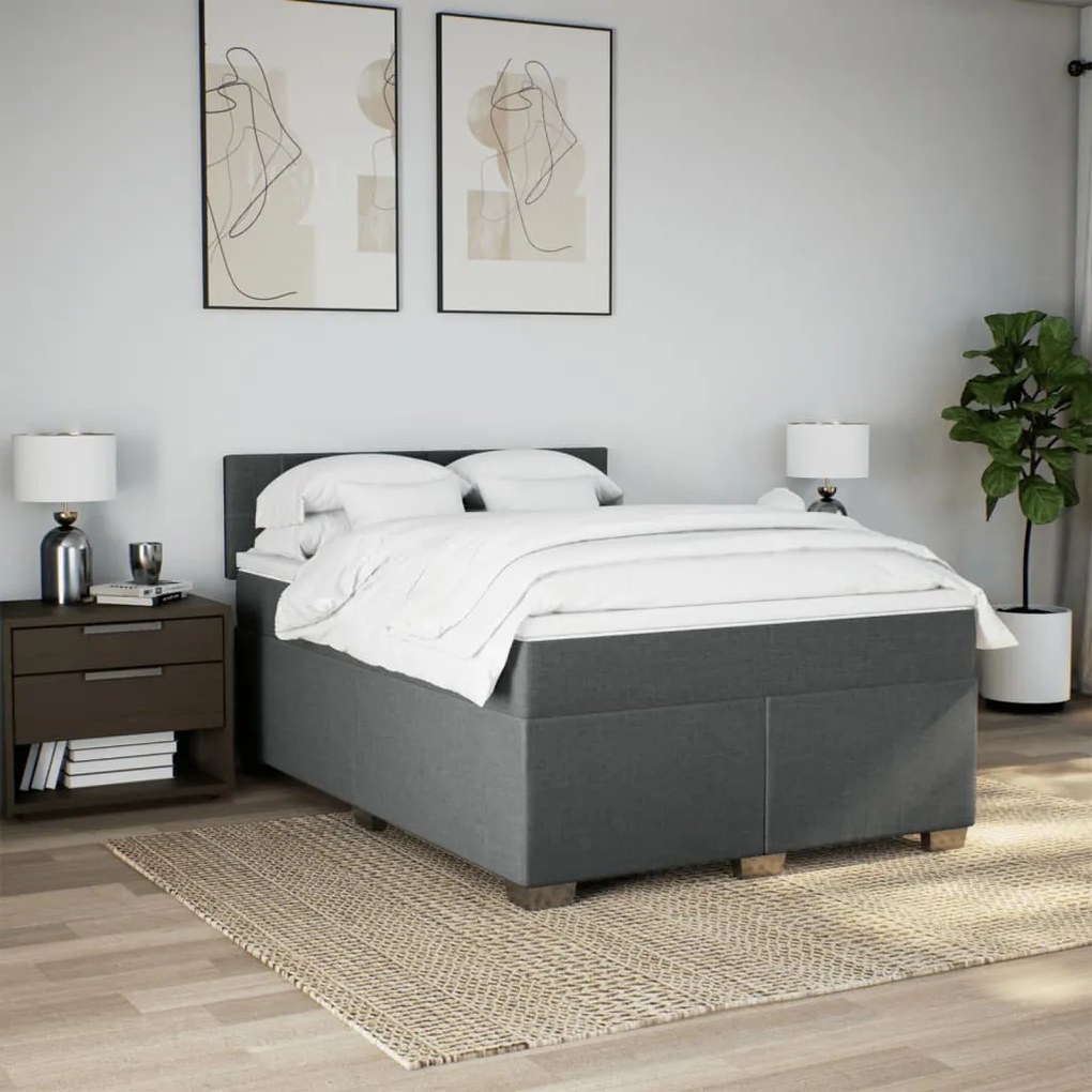 ΚΡΕΒΑΤΙ BOXSPRING ΜΕ ΣΤΡΩΜΑ ΣΚΟΥΡΟ ΓΚΡΙ 140X200 ΕΚ ΥΦΑΣΜΑΤΙΝΟ 3285912