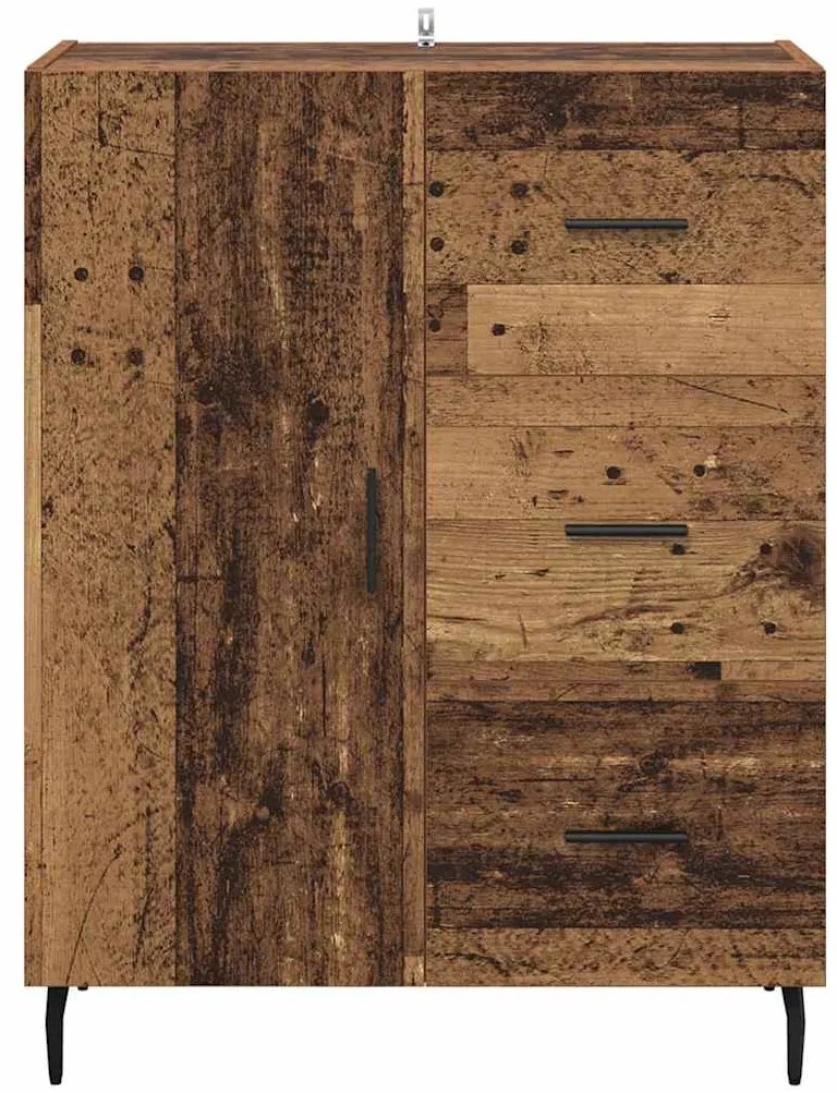 vidaXL Πλαϊνό γραφείο με συρτάρι Παλιό Ξύλο 69,5 x 34 x 90 εκ.