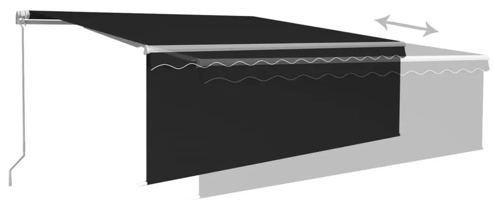 vidaXL Τέντα Συρόμενη Χειροκίνητη με Σκίαστρο & LED Ανθρακί 4 x 3 μ.