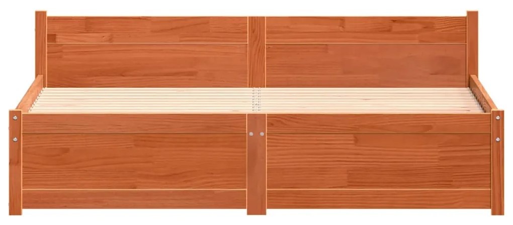 vidaXL Σκελετός Κρεβατιού Καφέ κεριού 140 x 190 cm Μασίφ ξύλο πεύκου
