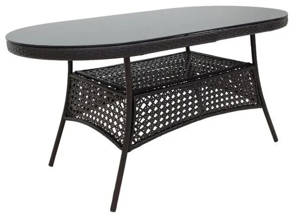 Τραπέζι κήπου Cellin Pakoworld μέταλλο-pe rattan καφέ 160x80x77εκ 140-000037 Καφέ
