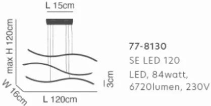 SE LED 120 WAVES PENDANT COFFEE BROWN Β5